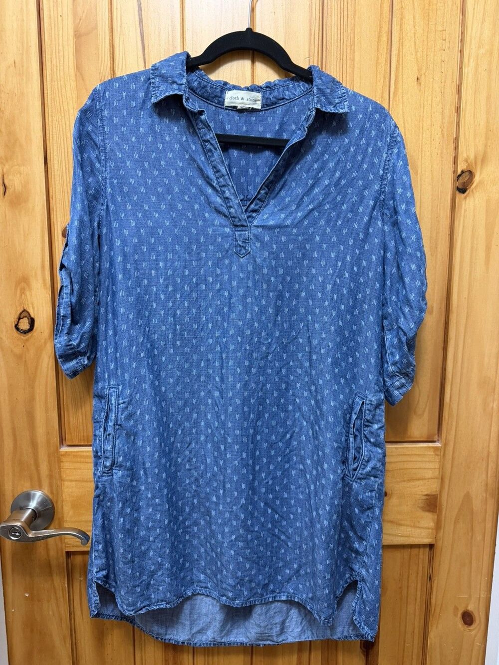 Cloth and Stone Anthropologie Chambray Printed Tunic / Mini Dress Size M